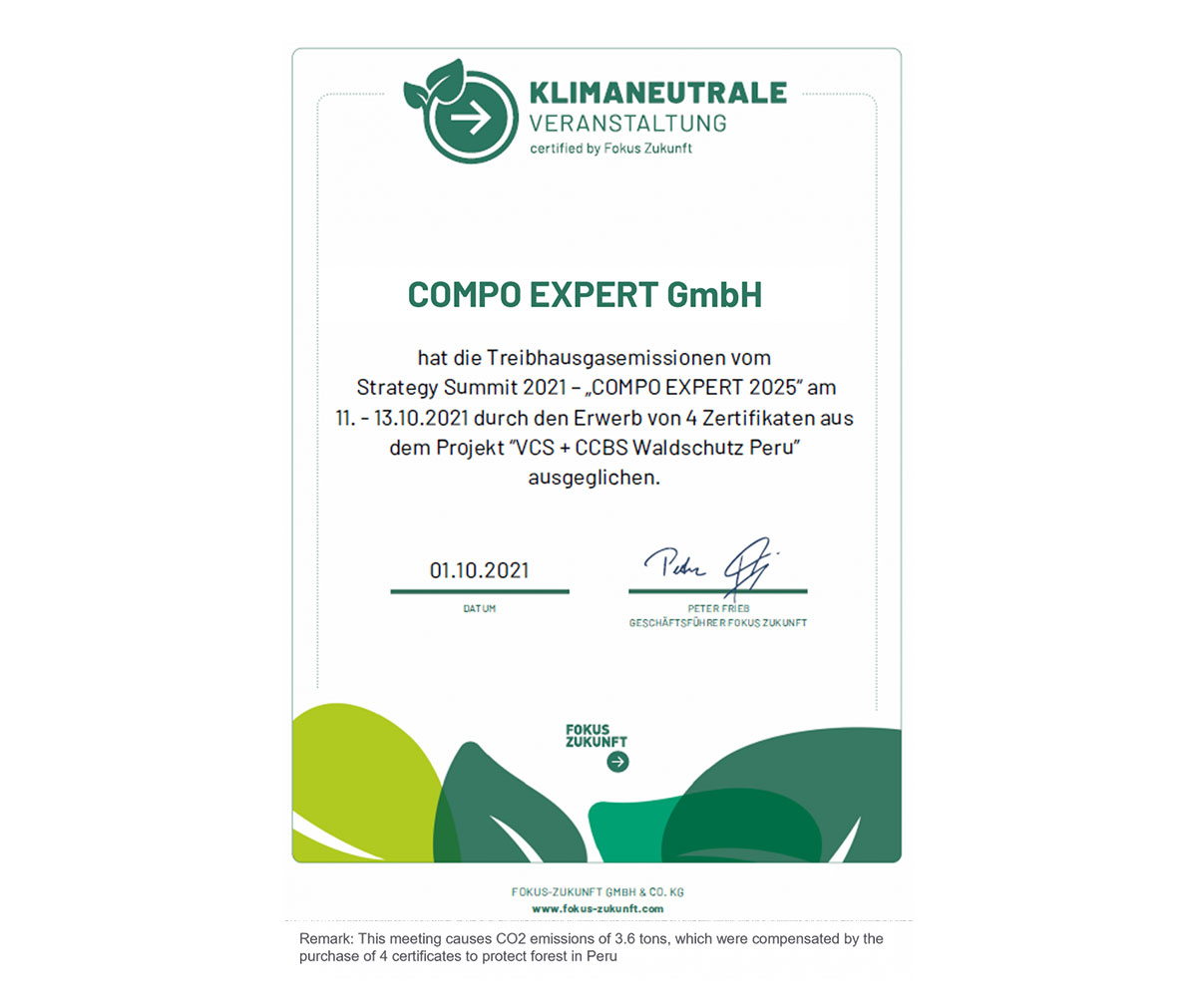 certificate climate neutral meeting